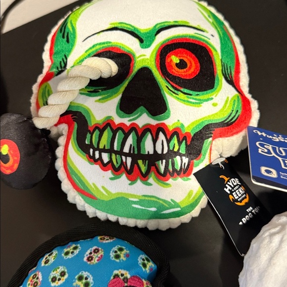 Colorful Skull Dog Toys. NWT for Halloween fun! All 3! - Picture 4 of 4